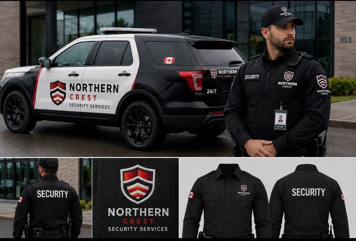 Northern Crest Security vehicle and uniform design